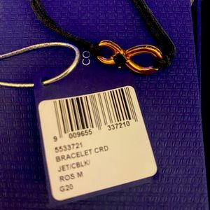 Swarovski infinity black and rose gold cord bracelet with black crystals